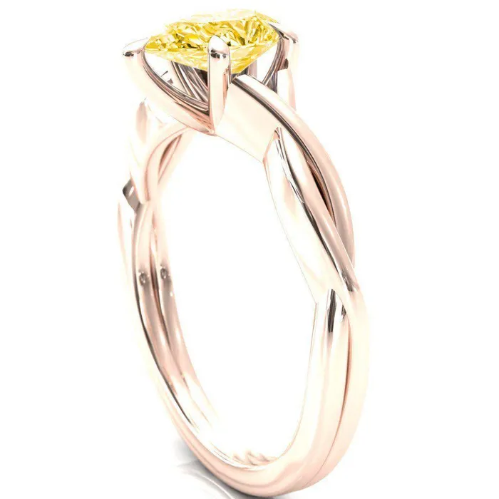 Rings Fire Brilliance Lucia Pear Canary Yellow 5 Claw Prong 12 Infinity Solitaire Ring Engagement Ring