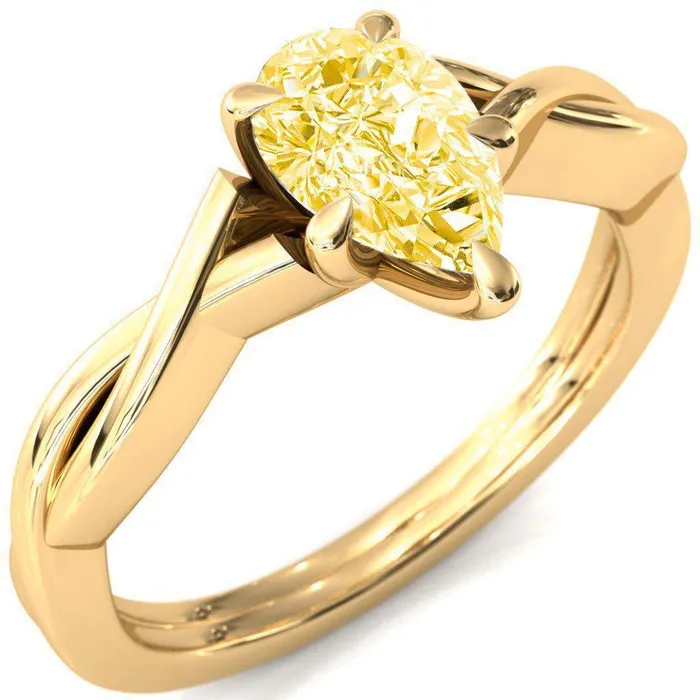 Rings Fire Brilliance Lucia Pear Canary Yellow 5 Claw Prong 12 Infinity Solitaire Ring Engagement Ring