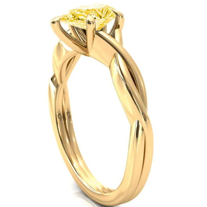 Rings Fire Brilliance Lucia Pear Canary Yellow 5 Claw Prong 12 Infinity Solitaire Ring Engagement Ring