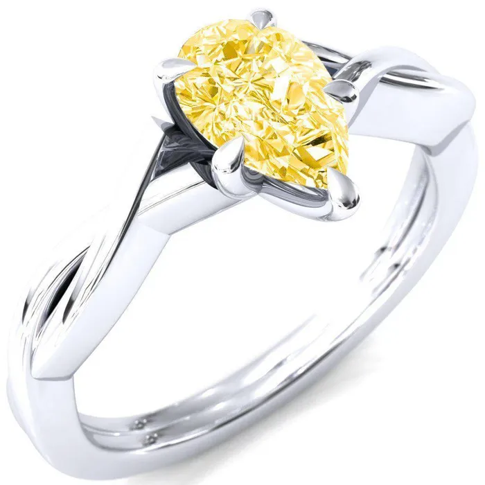 Rings Fire Brilliance Lucia Pear Canary Yellow 5 Claw Prong 12 Infinity Solitaire Ring Engagement Ring