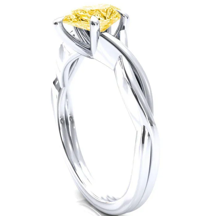 Rings Fire Brilliance Lucia Pear Canary Yellow 5 Claw Prong 12 Infinity Solitaire Ring Engagement Ring