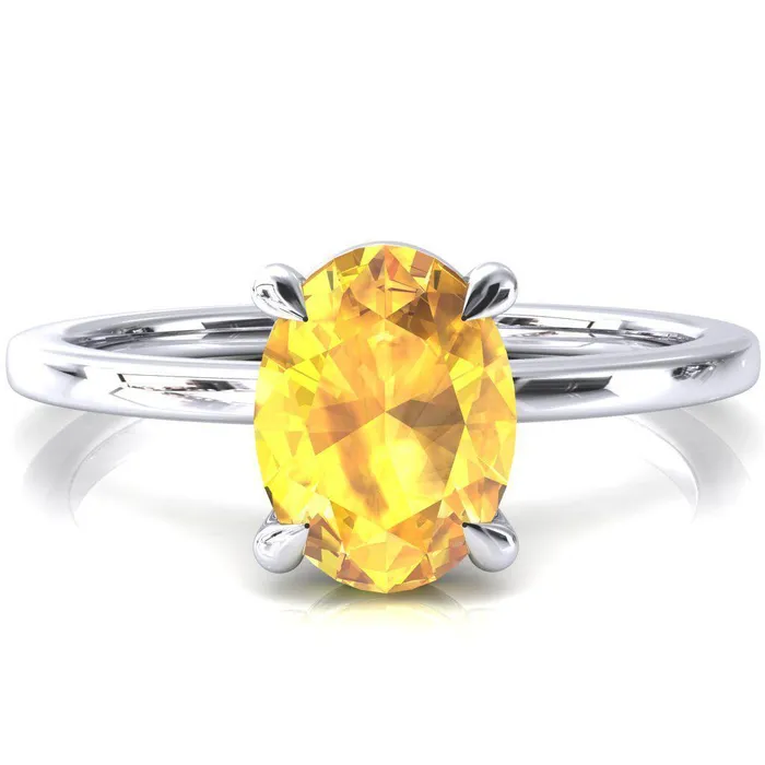 Rings Fire Brilliance Lyla Oval Yellow Sapphire 4 Claw Prong Single Rail Solitaire Ring Rings Fire Brilliance Lyla Oval Yellow Sapphire 4 Claw Prong Single Rail Solitaire Ring