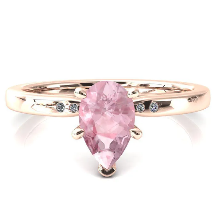 Rings Fire Brilliance Maise Pear Pink Sapphire 6 Prong Diamond Accent Engagement Ring