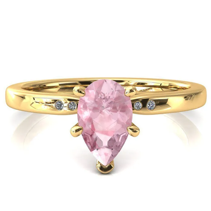 Rings Fire Brilliance Maise Pear Pink Sapphire 6 Prong Diamond Accent Engagement Ring