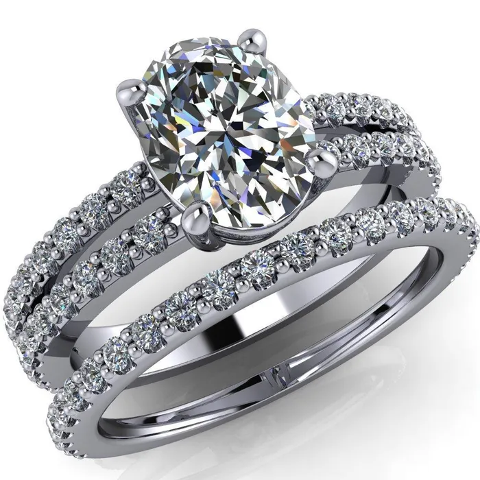 Rings Fire Brilliance Marmalade Oval Center Stone 4 Prong Split Band Engagement Ring