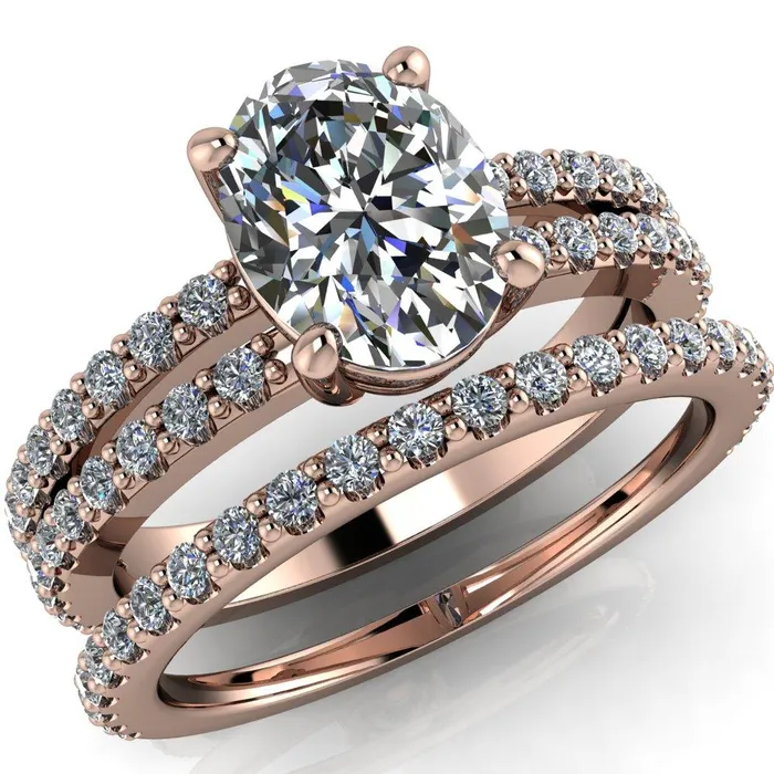 Rings Fire Brilliance Marmalade Oval Center Stone 4 Prong Split Band Engagement Ring