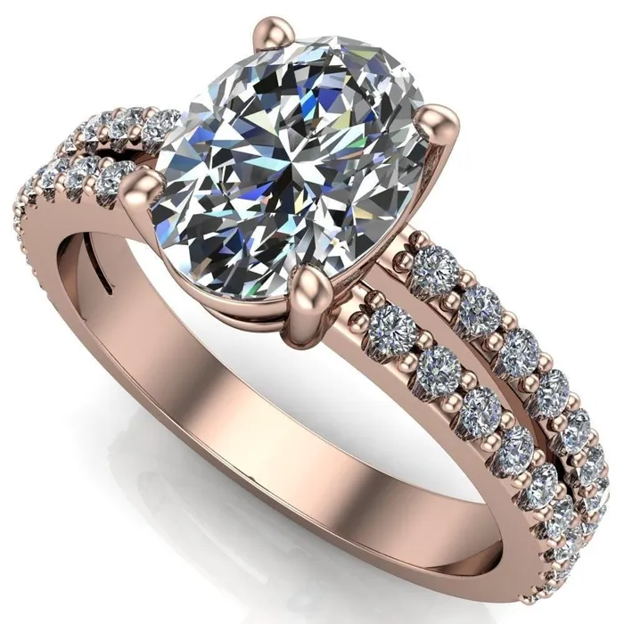 Rings Fire Brilliance Marmalade Oval Center Stone 4 Prong Split Band Engagement Ring