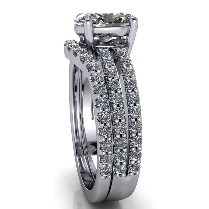 Rings Fire Brilliance Marmalade Oval Center Stone 4 Prong Split Band Engagement Ring