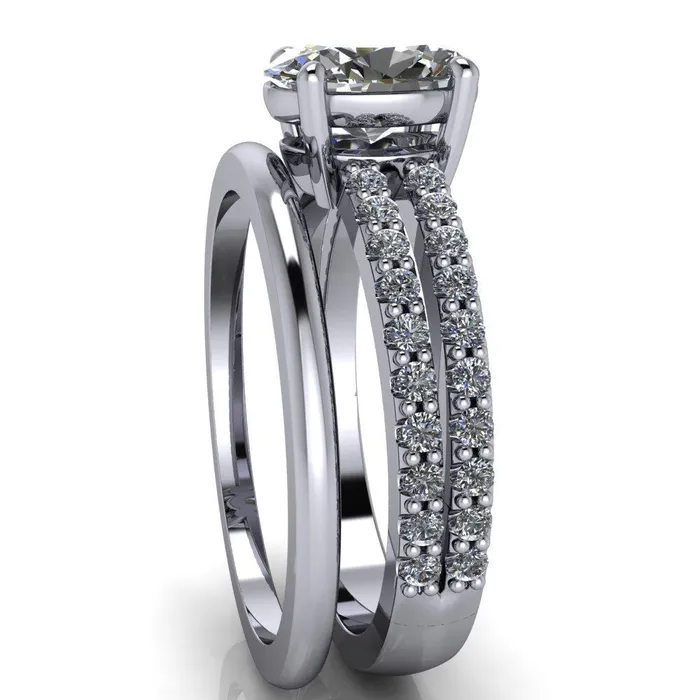 Rings Fire Brilliance Marmalade Oval Center Stone 4 Prong Split Band Engagement Ring