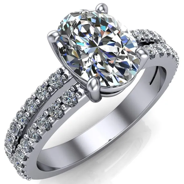 Rings Fire Brilliance Marmalade Oval Center Stone 4 Prong Split Band Engagement Ring