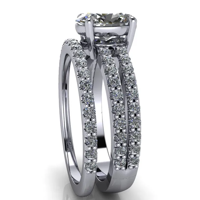 Rings Fire Brilliance Marmalade Oval Center Stone 4 Prong Split Band Engagement Ring