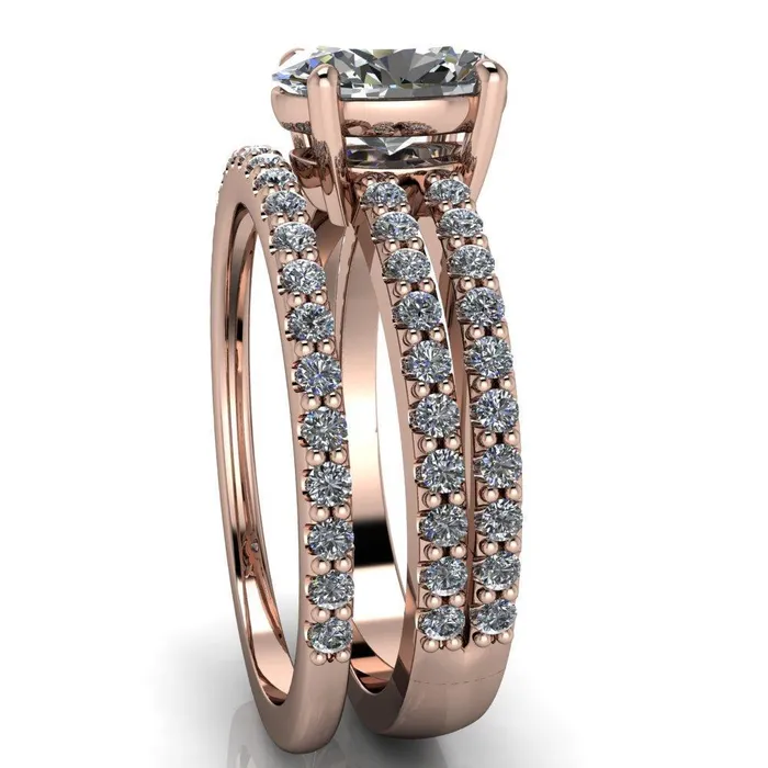 Rings Fire Brilliance Marmalade Oval Center Stone 4 Prong Split Band Engagement Ring