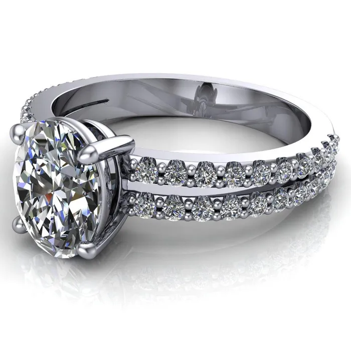 Rings Fire Brilliance Marmalade Oval Center Stone 4 Prong Split Band Engagement Ring