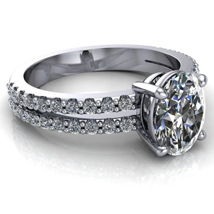 Rings Fire Brilliance Marmalade Oval Center Stone 4 Prong Split Band Engagement Ring