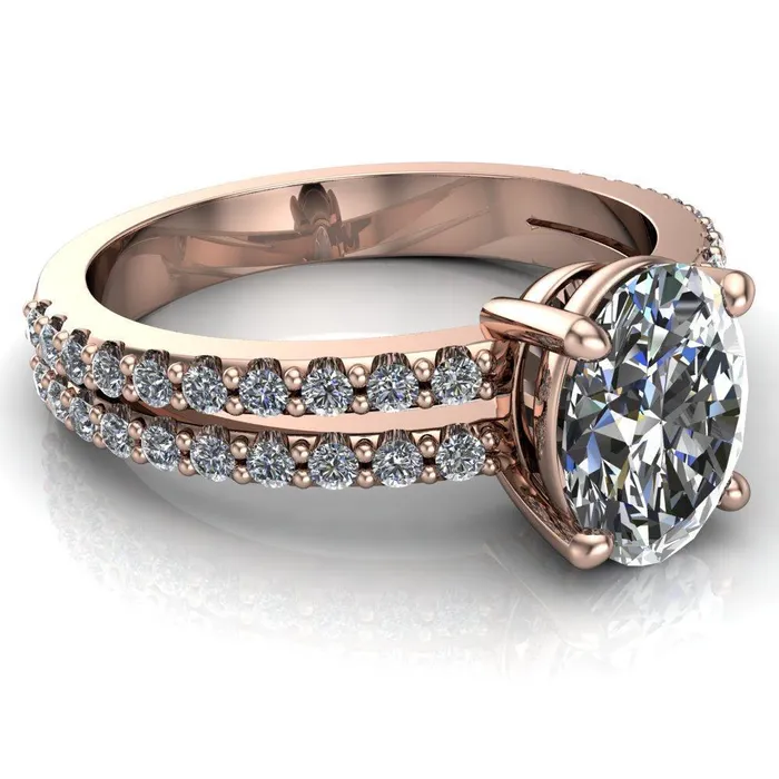 Rings Fire Brilliance Marmalade Oval Center Stone 4 Prong Split Band Engagement Ring