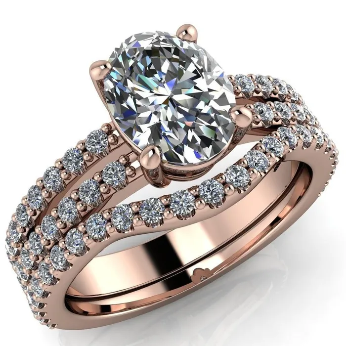 Rings Fire Brilliance Marmalade Oval Center Stone 4 Prong Split Band Engagement Ring