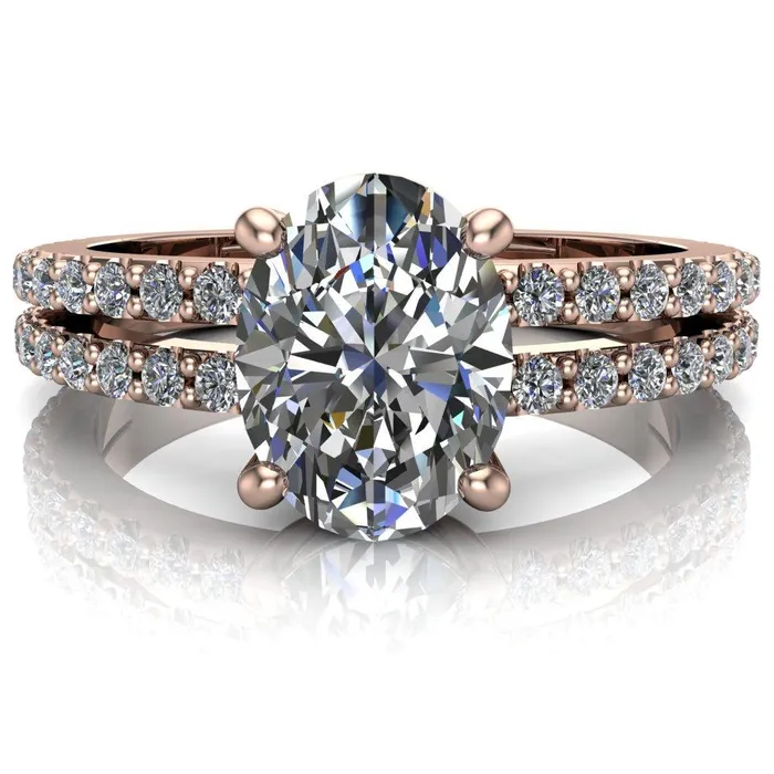 Rings Fire Brilliance Marmalade Oval Center Stone 4 Prong Split Band Engagement Ring