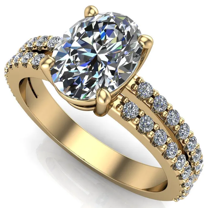 Rings Fire Brilliance Marmalade Oval Center Stone 4 Prong Split Band Engagement Ring
