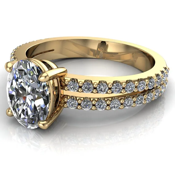 Rings Fire Brilliance Marmalade Oval Center Stone 4 Prong Split Band Engagement Ring