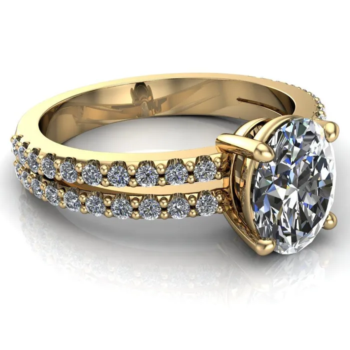 Rings Fire Brilliance Marmalade Oval Center Stone 4 Prong Split Band Engagement Ring