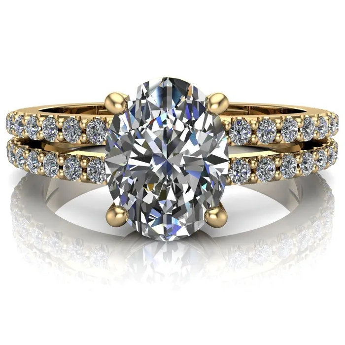 Rings Fire Brilliance Marmalade Oval Center Stone 4 Prong Split Band Engagement Ring