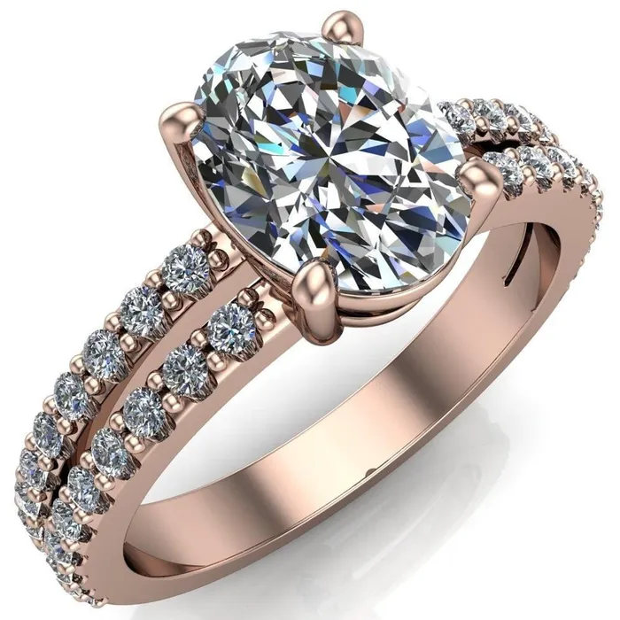 Rings Fire Brilliance Marmalade Oval Center Stone 4 Prong Split Band Engagement Ring