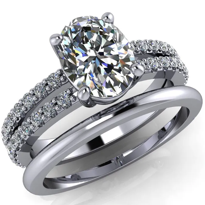 Rings Fire Brilliance Marmalade Oval Center Stone 4 Prong Split Band Engagement Ring