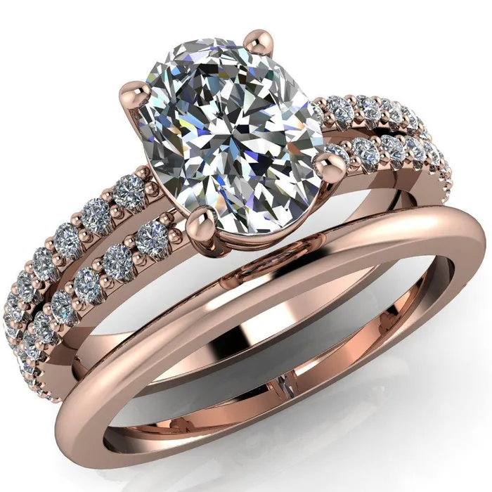 Rings Fire Brilliance Marmalade Oval Center Stone 4 Prong Split Band Engagement Ring