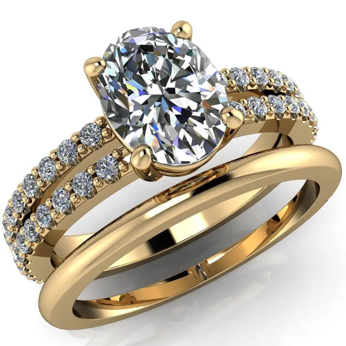 Rings Fire Brilliance Marmalade Oval Center Stone 4 Prong Split Band Engagement Ring