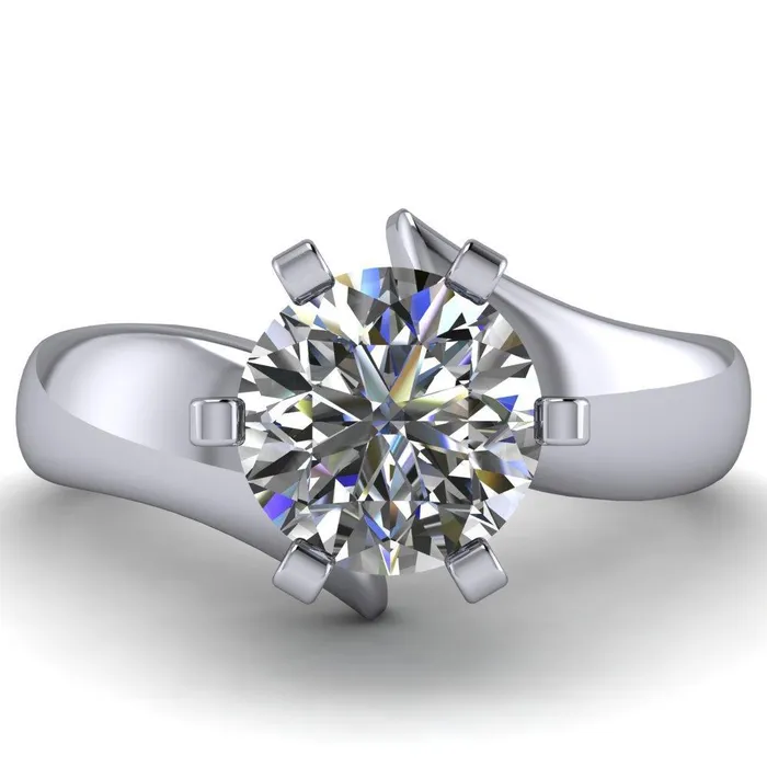 Rings Fire Brilliance Monae Round Center Stone 6 Peg Wavy Bypass Engagement Ring