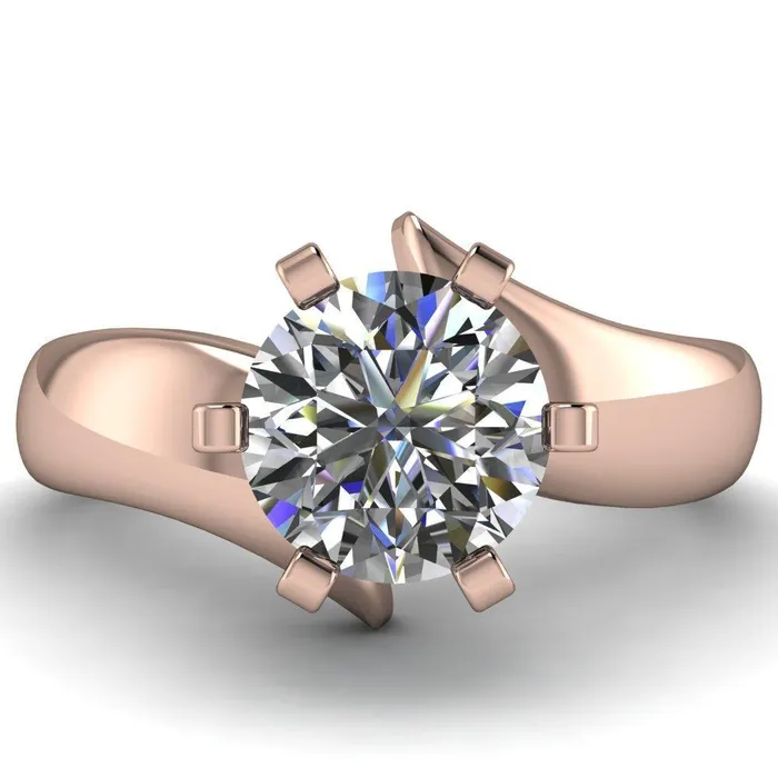 Rings Fire Brilliance Monae Round Center Stone 6 Peg Wavy Bypass Engagement Ring