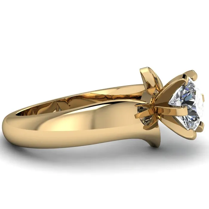 Rings Fire Brilliance Monae Round Center Stone 6 Peg Wavy Bypass Engagement Ring