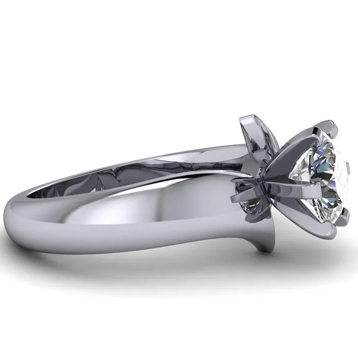 Rings Fire Brilliance Monae Round Center Stone 6 Peg Wavy Bypass Engagement Ring
