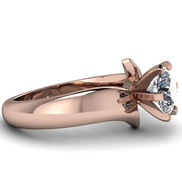 Rings Fire Brilliance Monae Round Center Stone 6 Peg Wavy Bypass Engagement Ring