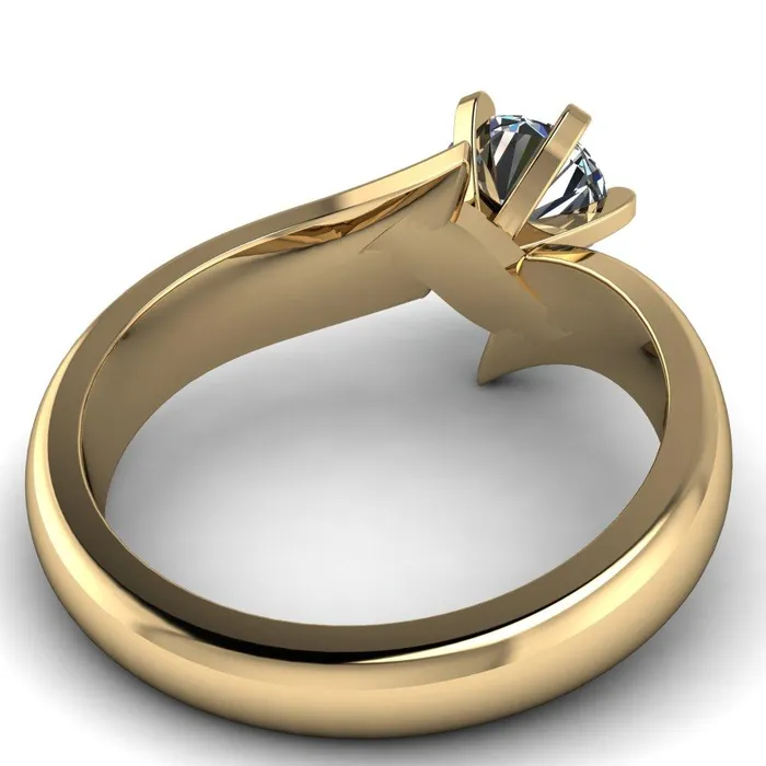 Rings Fire Brilliance Monae Round Center Stone 6 Peg Wavy Bypass Engagement Ring