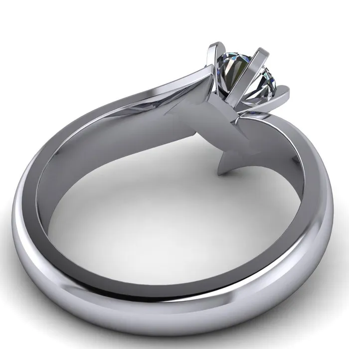 Rings Fire Brilliance Monae Round Center Stone 6 Peg Wavy Bypass Engagement Ring