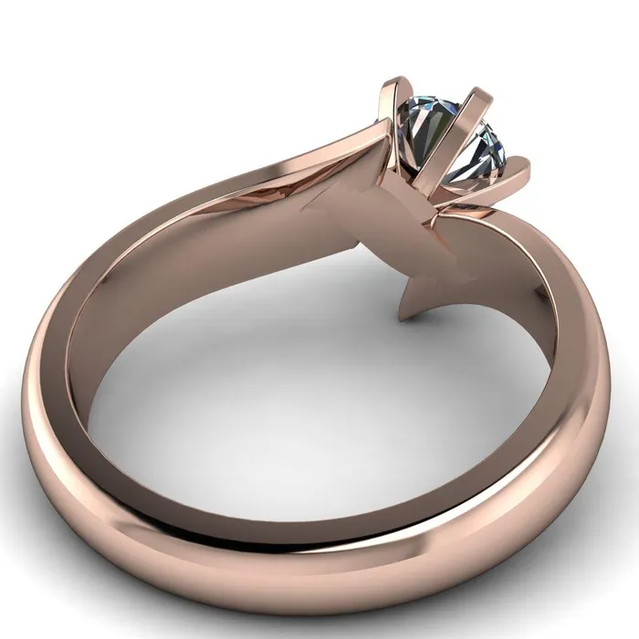 Rings Fire Brilliance Monae Round Center Stone 6 Peg Wavy Bypass Engagement Ring