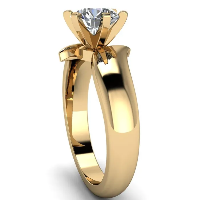 Rings Fire Brilliance Monae Round Center Stone 6 Peg Wavy Bypass Engagement Ring