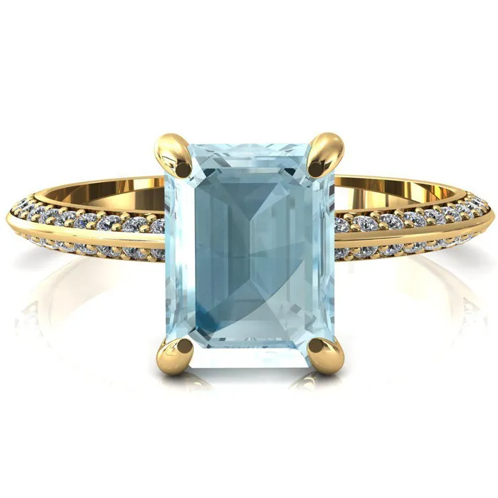 Rings Fire Brilliance Nancy Emerald Aqua Blue Spinel 4 Prong 12 Eternity Diamond Knife Shank Accent Engagement Ring