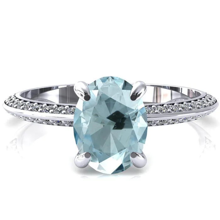Rings Fire Brilliance Nancy Oval Aqua Blue Spinel 4 Prong 12 Eternity Diamond Knife Shank Accent Engagement Ring Rings Fire Brilliance Nancy Oval Aqua Blue Spinel 4 Prong 12 Eternity Diamond Knife Shank Accent Engagement Ring