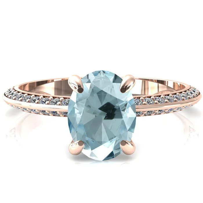 Rings Fire Brilliance Nancy Oval Aqua Blue Spinel 4 Prong 12 Eternity Diamond Knife Shank Accent Engagement Ring