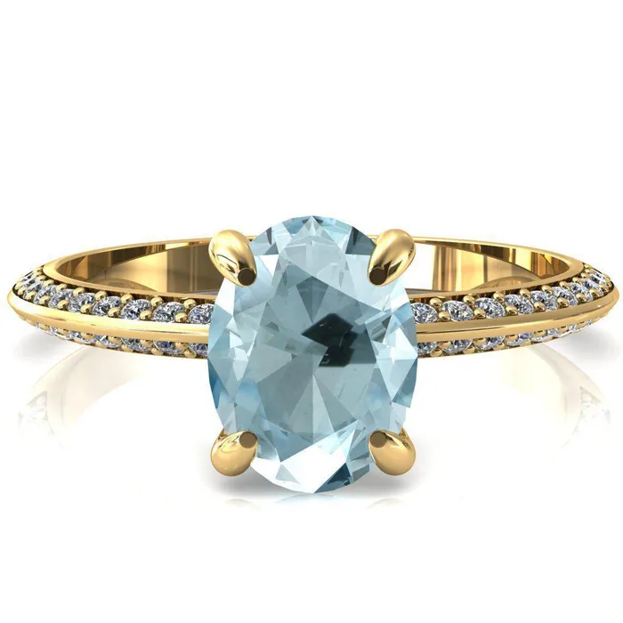 Rings Fire Brilliance Nancy Oval Aqua Blue Spinel 4 Prong 12 Eternity Diamond Knife Shank Accent Engagement Ring