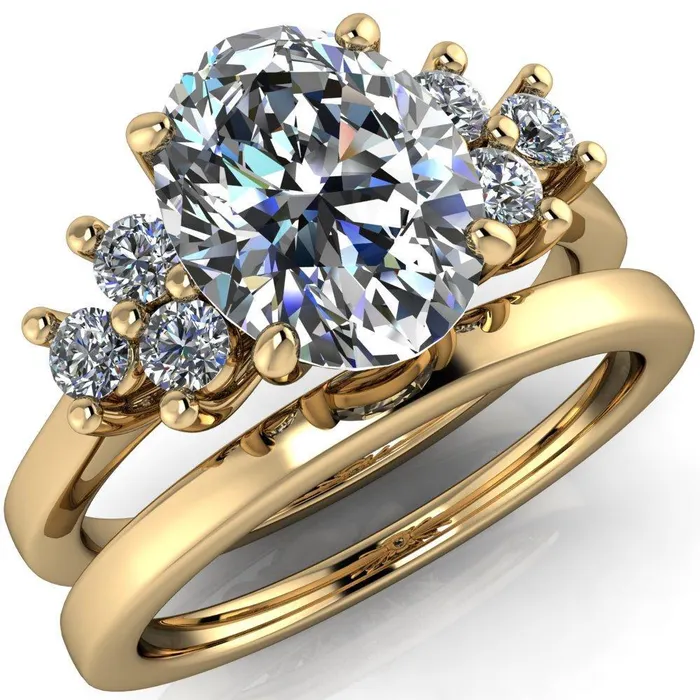 Rings Fire Brilliance Nirvana Oval Center Stone Multi Diamond Side Engagement Ring