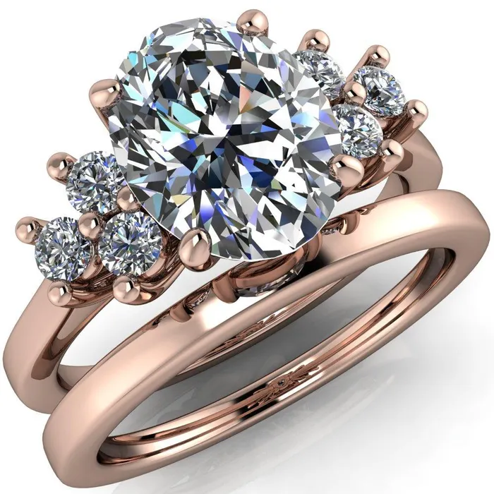 Rings Fire Brilliance Nirvana Oval Center Stone Multi Diamond Side Engagement Ring