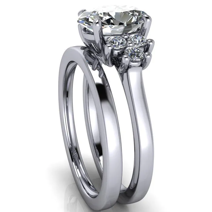 Rings Fire Brilliance Nirvana Oval Center Stone Multi Diamond Side Engagement Ring