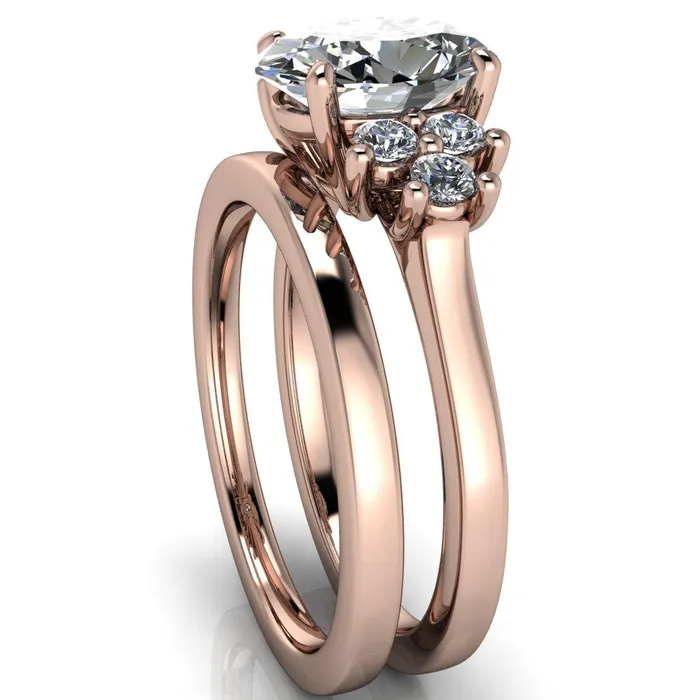Rings Fire Brilliance Nirvana Oval Center Stone Multi Diamond Side Engagement Ring