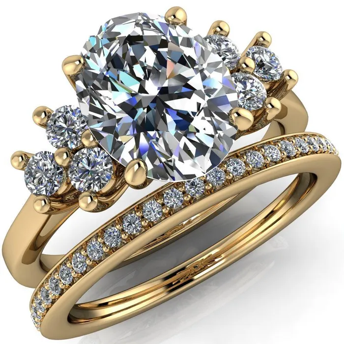 Rings Fire Brilliance Nirvana Oval Center Stone Multi Diamond Side Engagement Ring