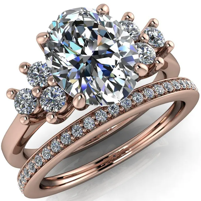 Rings Fire Brilliance Nirvana Oval Center Stone Multi Diamond Side Engagement Ring