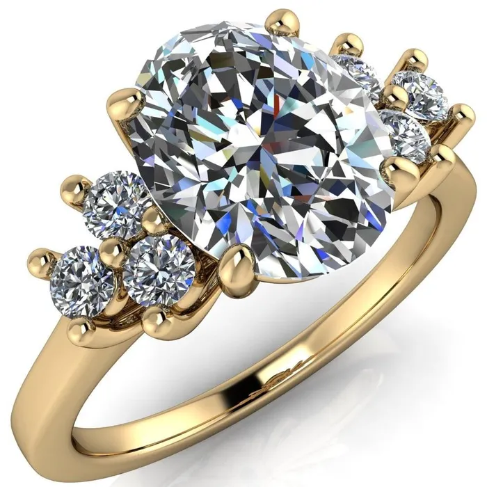 Rings Fire Brilliance Nirvana Oval Center Stone Multi Diamond Side Engagement Ring