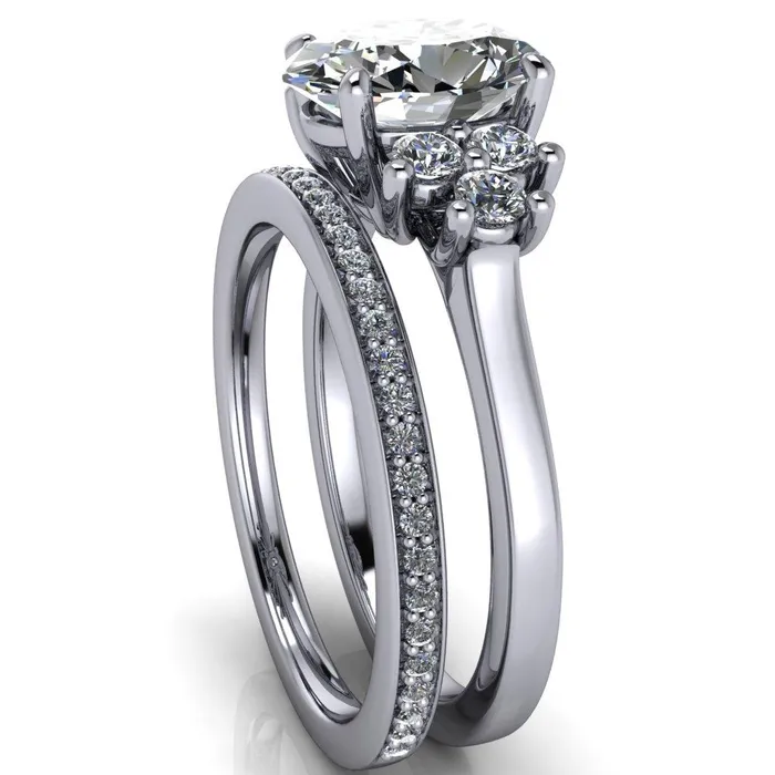 Rings Fire Brilliance Nirvana Oval Center Stone Multi Diamond Side Engagement Ring